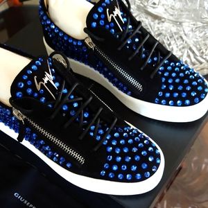 Giuseppe Zanotti cobalt crystals fashion sneakers